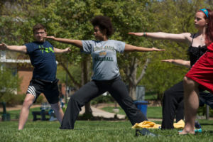 The Center for the Advancement of Well-Being hosts a free yoga workshop at the Fairfax Campus to raise funds for Child Protection Brigade Volunteer, an all-volunteer organization that provides basic education, medical, and social services for Filipino children.