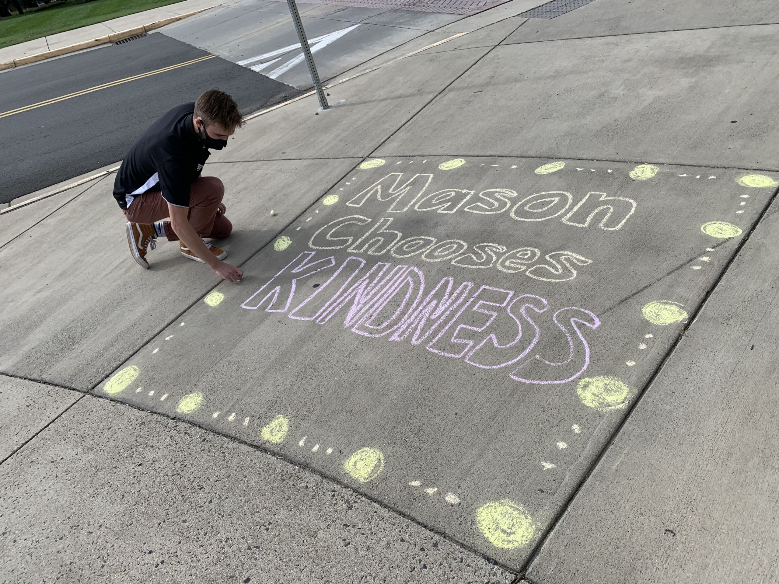 MCK student with chalk message